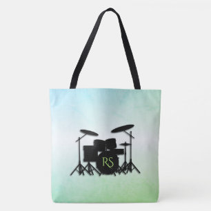 Monogram Drum Set Green Tote Bag