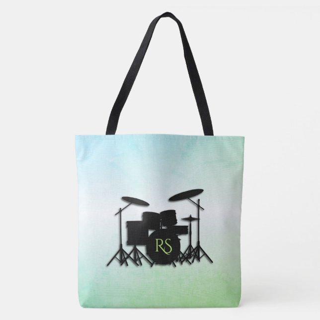 Monogram Drum Set Green Tote Bag (Front)