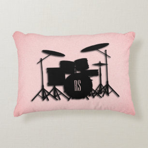 Monogram Drum Set Music Design  Decorative Cushion