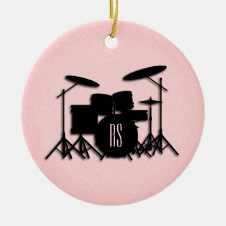 Monogram Drum Set Music Design Pink  Ceramic Tree Decoration