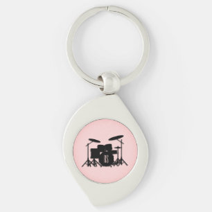 Monogram Drum Set Music Design Pink Key Ring