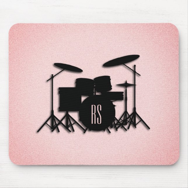 Monogram Drum Set Music Design Pink  Mouse Mat (Front)