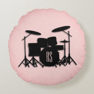 Monogram Drum Set Music Design Round Cushion