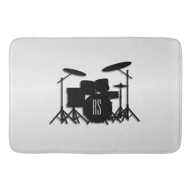Monogram Drum Set Silver Bath Mat (Front)