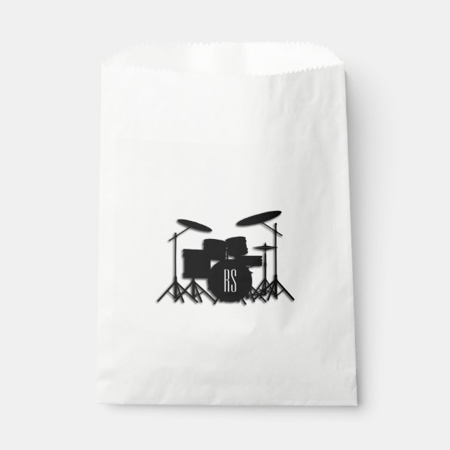 Monogram Drum Set Silver Favour Bags (Front)