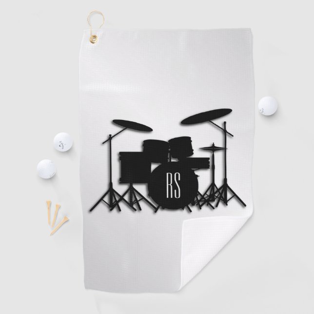 Monogram Drum Set Silver Golf Towel (InSitu)