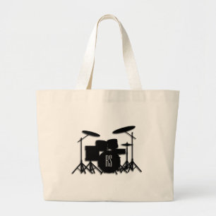 Monogram Drum Set Silver Large Tote Bag