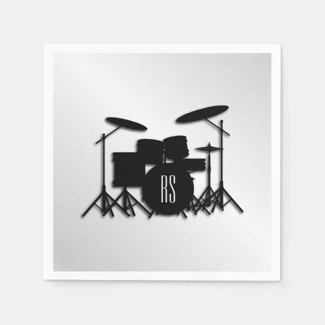 Monogram Drum Set Silver Napkin (Front)