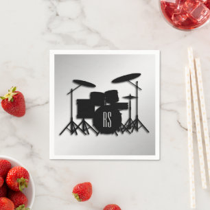 Monogram Drum Set Silver Napkin