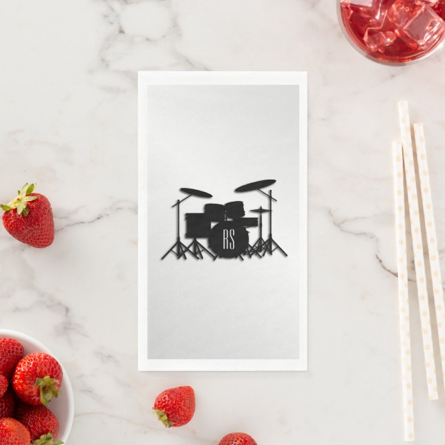 Monogram Drum Set Silver Napkin (Insitu)
