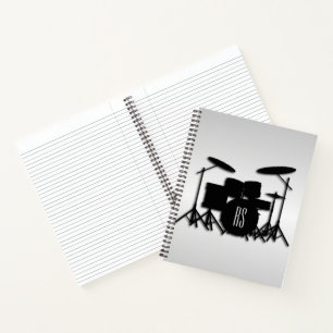 Monogram Drum Set Silver Notebook