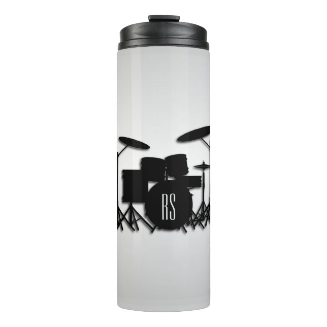 Monogram Drum Set Silver Thermal Tumbler (Front)