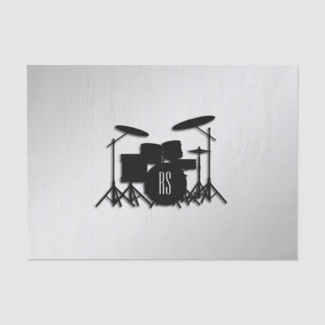 Monogram Drum Set Silver Tissue Paper (Front)