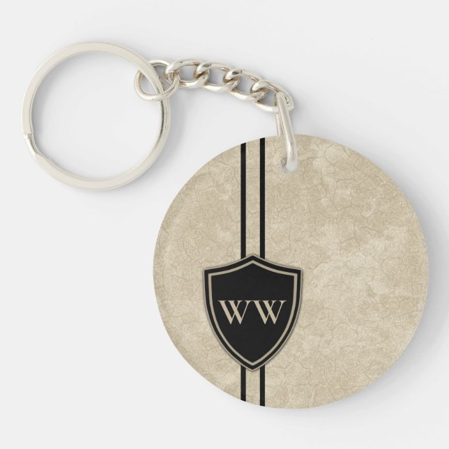 Monogram Drummer Bass Drum Style Crest Drumming Ke Key Ring (Front)