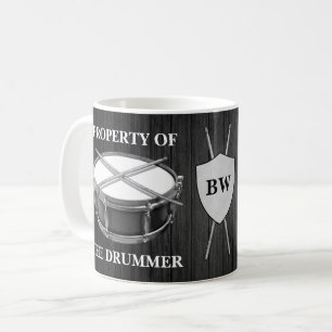 Monogram Drummer Snare Drum Drumsticks Music Mug