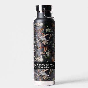 Monogram Duck Goose Rabbit Hunting Autumn Leaves Water Bottle