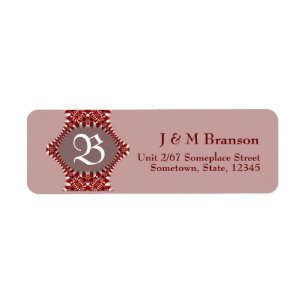 Monogram Dusky Pink + Red Lace Address Label