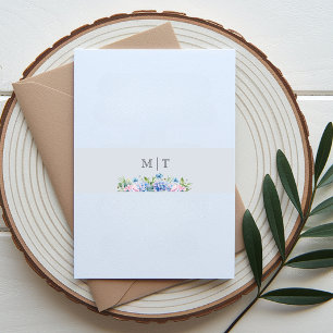 Monogram Dusty Blue Hydrangea Floral Wedding Invitation Belly Band