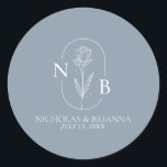 Monogram Dusty Blue Minimalist Modern Wedding Classic Round Sticker<br><div class="desc">Monogram Dusty Blue Minimalist Modern Wedding Classic Round Sticker. (monogram vector designed by pikisuperstar)</div>