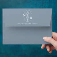 Monogram Dusty Blue Modern Elegant Wedding