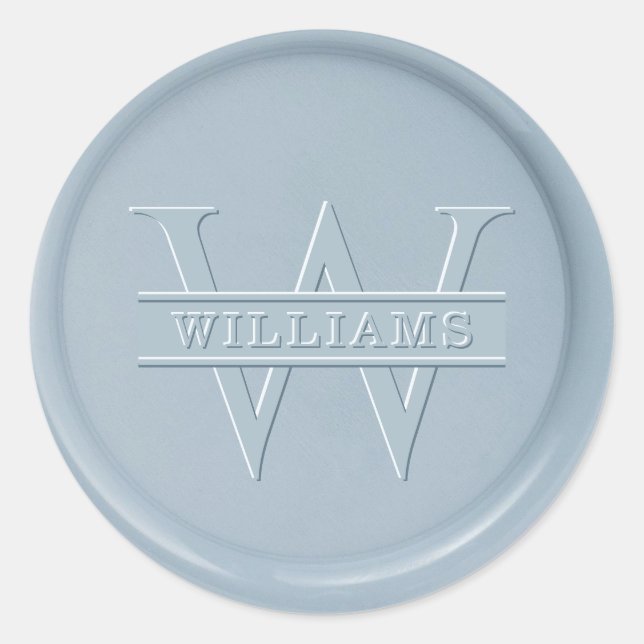 Monogram Dusty Blue Wax Seal Sticker (Front)