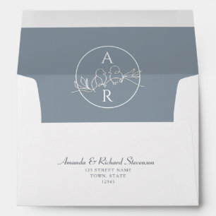 Monogram Dusty Blue Wedding Envelope