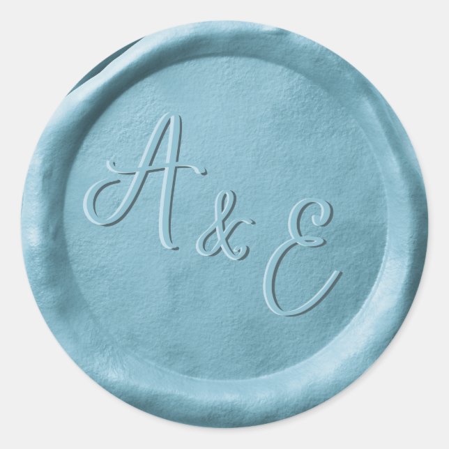 Monogram Dusty Blue Wedding Wax Seal Stickers (Front)
