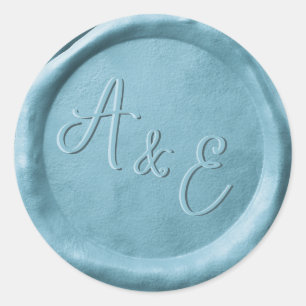 Monogram Dusty Blue Wedding Wax Seal Stickers