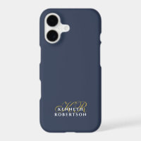 Monogram Dusty Navy Blue Gold White Minimalist Men