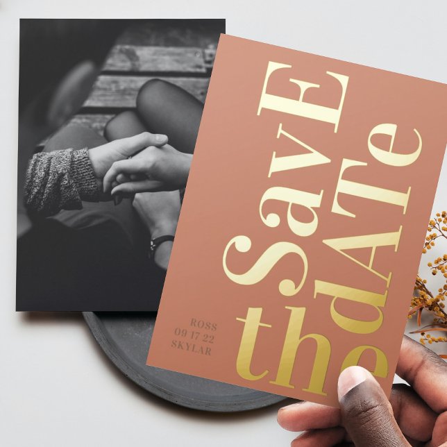 Monogram Dusty Orange Terracotta Save The Date (Creator Uploaded)