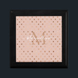 Monogram Dusty Rose Foil Gold Dots Gift Box<br><div class="desc">Modern faux rose gold dots against a dusty pink blush makes a beautiful design and gift for the holidays.  Easily customise monogram initial,  and name to suit your request.</div>