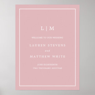 Monogram Dusty Rose Pink Elegant Welcome Wedding Poster