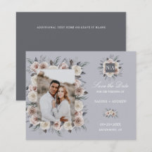 Monogram Dusty Rose Wedding photo SAVE THE DATE
