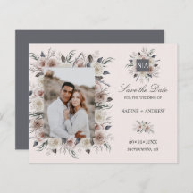 Monogram Dusty Rose Wedding photo SAVE THE DATE