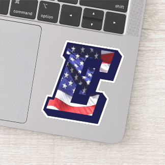 Monogram E American Flag Letter E Initial USA