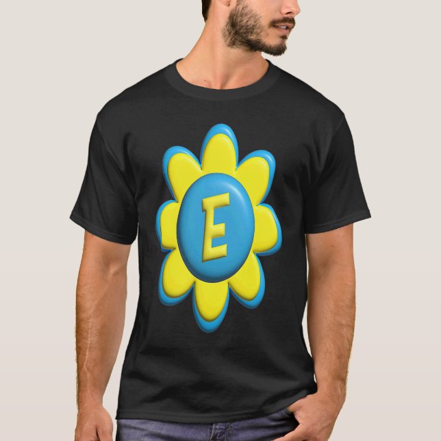 Monogram E  Colorful Flower T-Shirt (Front)