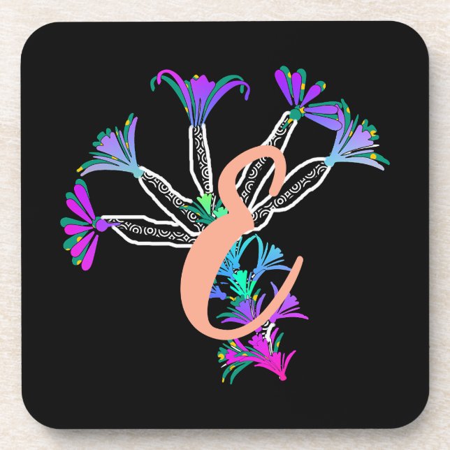 Monogram E Initial  Beverage Coaster (Front)