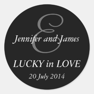 Monogram E Stickers for Weddings Black