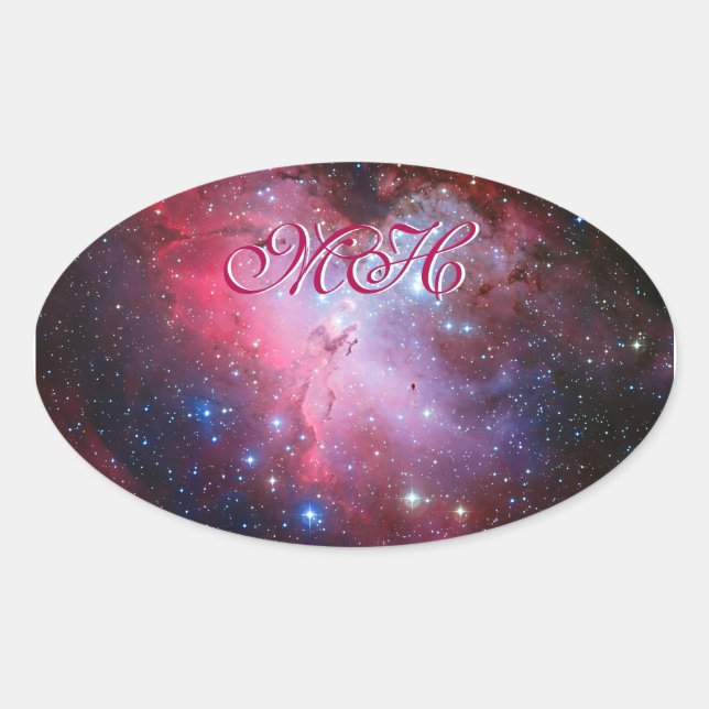 Monogram - Eagle Nebula, Pillars of Creation Oval Sticker (Front)
