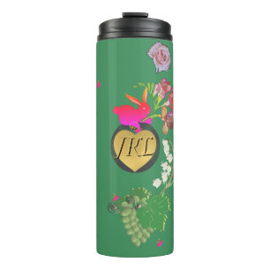 Monogram Easter Bunny Green Fruit and Floral Thermal Tumbler