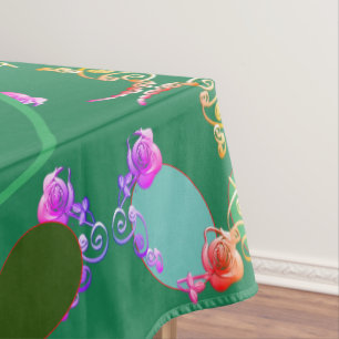 Monogram Easter Eggs Rose Patterned  Tablecloth