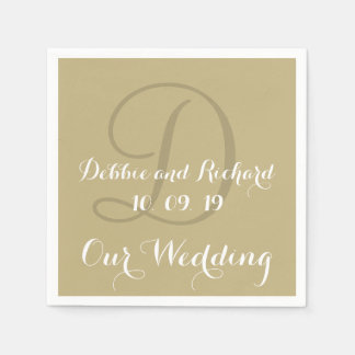 Monogram Ecru Bold Coloured Wedding Paper Napkins