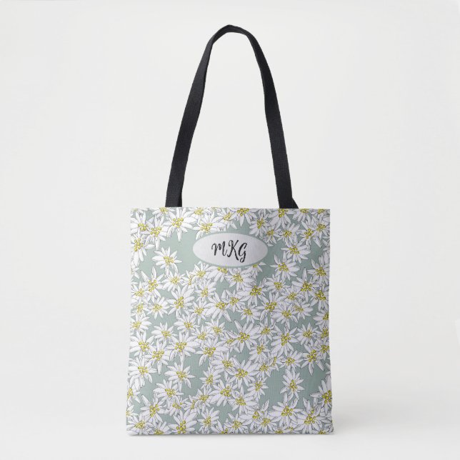 Monogram Edelweiss Sound of Music Alps Botanical Tote Bag (Front)