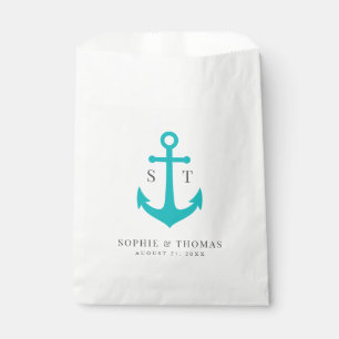 Monogram Editable Colour Anchor Nautical Wedding Favour Bags