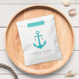 Monogram Editable Colour Anchor Nautical Wedding Favour Bags