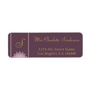 Monogram Eggplant and Blush Pink Return Address