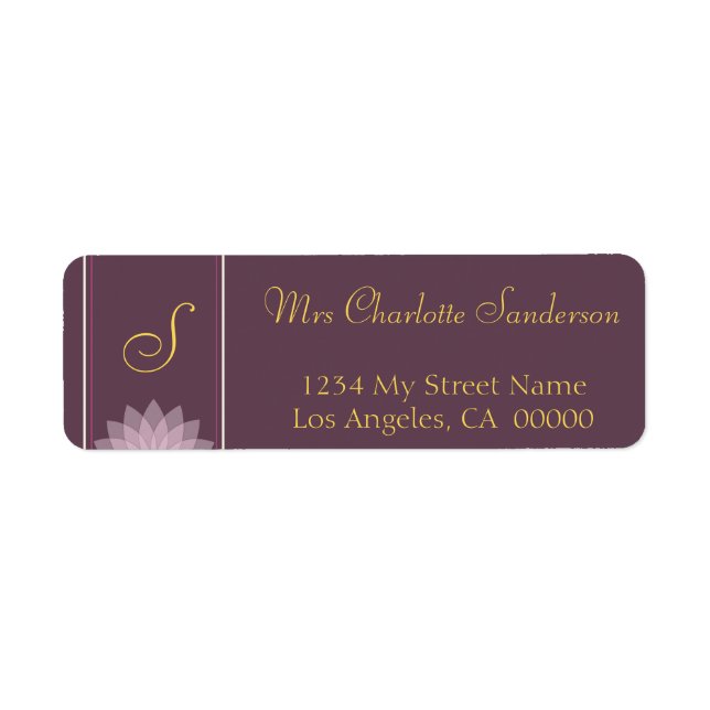 Monogram Eggplant and Blush Pink Return Address (Front)