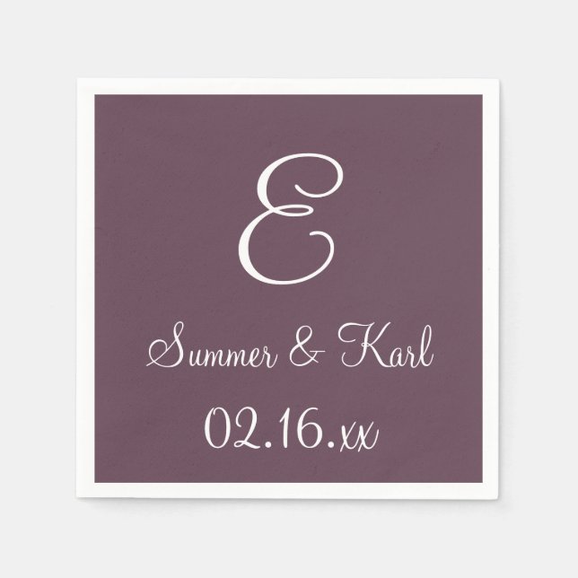 Monogram Eggplant Top Monochrome Napkins (Front)