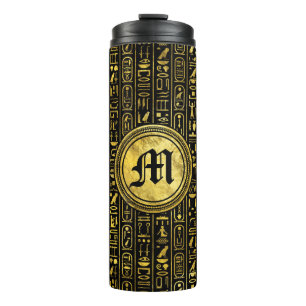 Monogram Egyptian Ancient Gold hieroglyphs Thermal Tumbler
