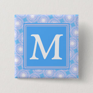 Monogram Electric blue circles pattern 15 Cm Square Badge